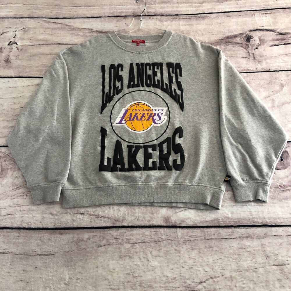 Los Angeles Lakers Mitchell & Ness Sweatshirt XL Gray Hardwood Classics NBA Y2k